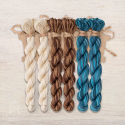 НМул-ИМЯ171-3322-3 Набор ниток OwlForest для схем «Индейские мотивы» (DMC) 3 цвета «Ящерицы» 32 каунт в 2 нити