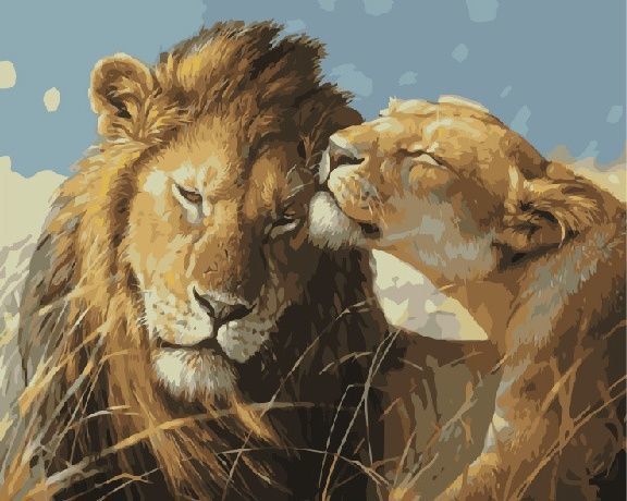 GX 7462 Картина по номерам Paintboy "Львиная нежность"