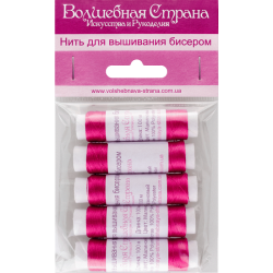 Нить для вышивания бисером ВОЛШЕБНАЯ  СТРАНА FLT-011S. Цвет:"Малиновый", 5шт*100м