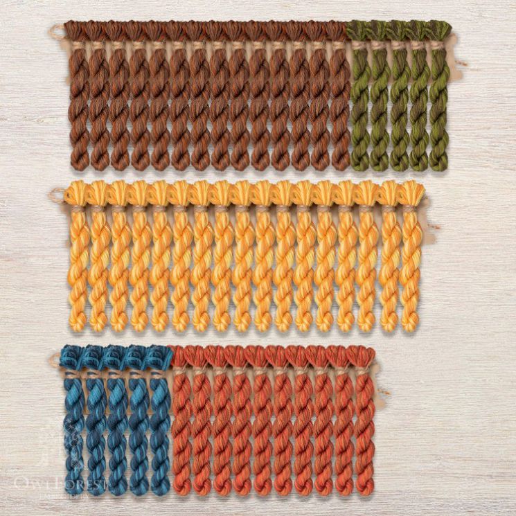 Набор ниток OwlForest для схем «Индейские мотивы» (DMC) 5 цветов "Панно" 28 каунт в 2 нити НМул-ИМП163-3282-5 