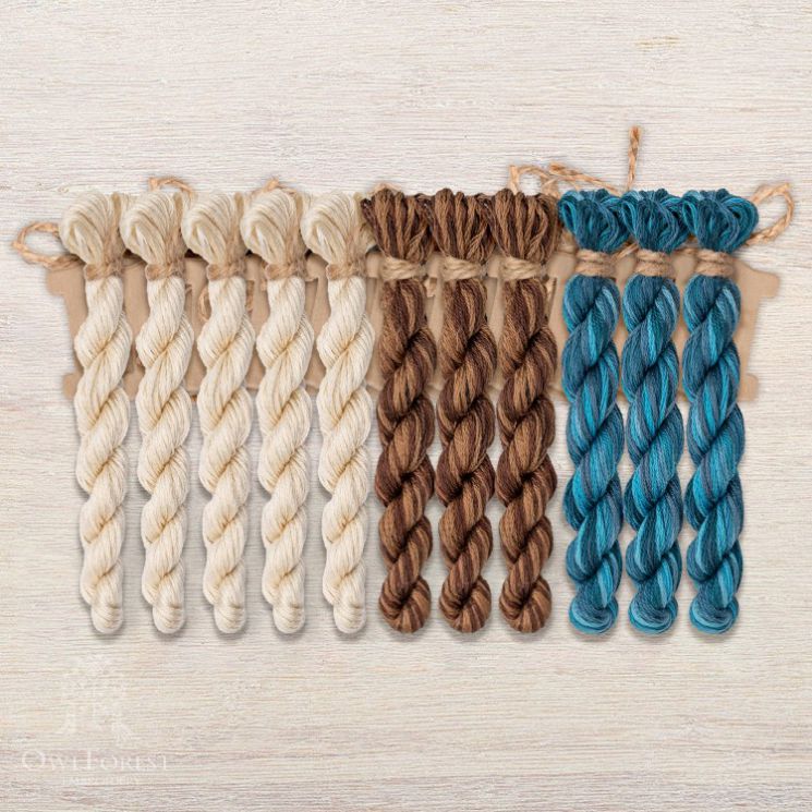 Набор ниток OwlForest для схем «Индейские мотивы» (DMC) 3 цвета «Пирамида» 28 каунт в 2 нити НМул-ИМП167-3282-3 