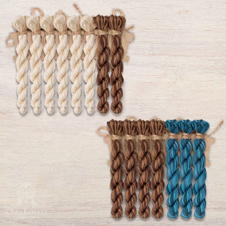 Набор ниток OwlForest для схем «Индейские мотивы» (DMC) 3 цвета «Рыбы» 28 каунт в 3 нити НМул-ИМР168-3283-3 